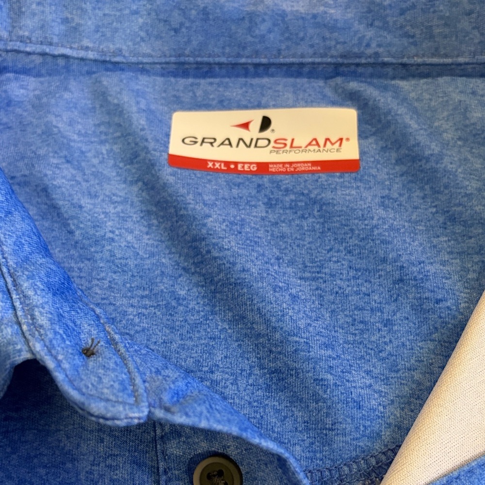 Grand Slam Blue Striped Golf Polo Shirt UPF 50 - Picture 2 of 6